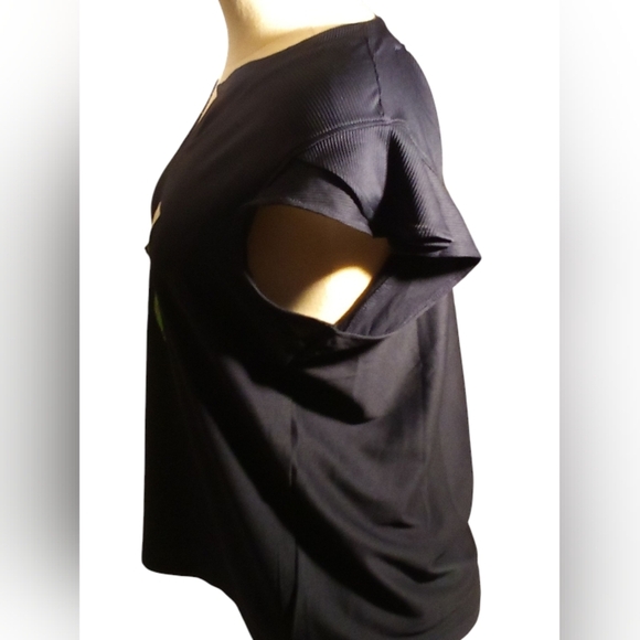 RBX - Flutter Sleeve, Split neck,  UPF 50+, Ribbed Women's Large Navy Blue Top - Picture 5 of 15